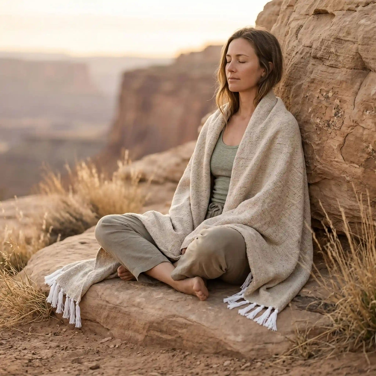 Solid Woven Yoga Blanket